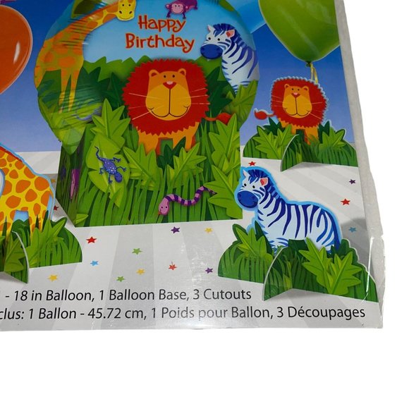 Rare Amscan Jungle Animals Balloon Table Decoration Happy Birthday Party Lion - Picture 5 of 7